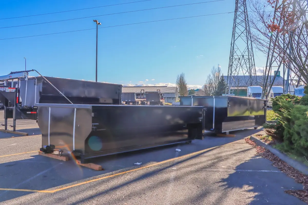 Roll-off dumpster ready for waste disposal at job site for Roll Off Dumpster Rental in Verona